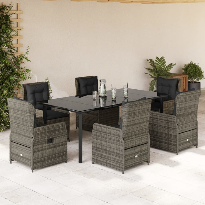 Set da Pranzo da Giardino 7 pz con Cuscini in Polyrattan Grigio 3262866
