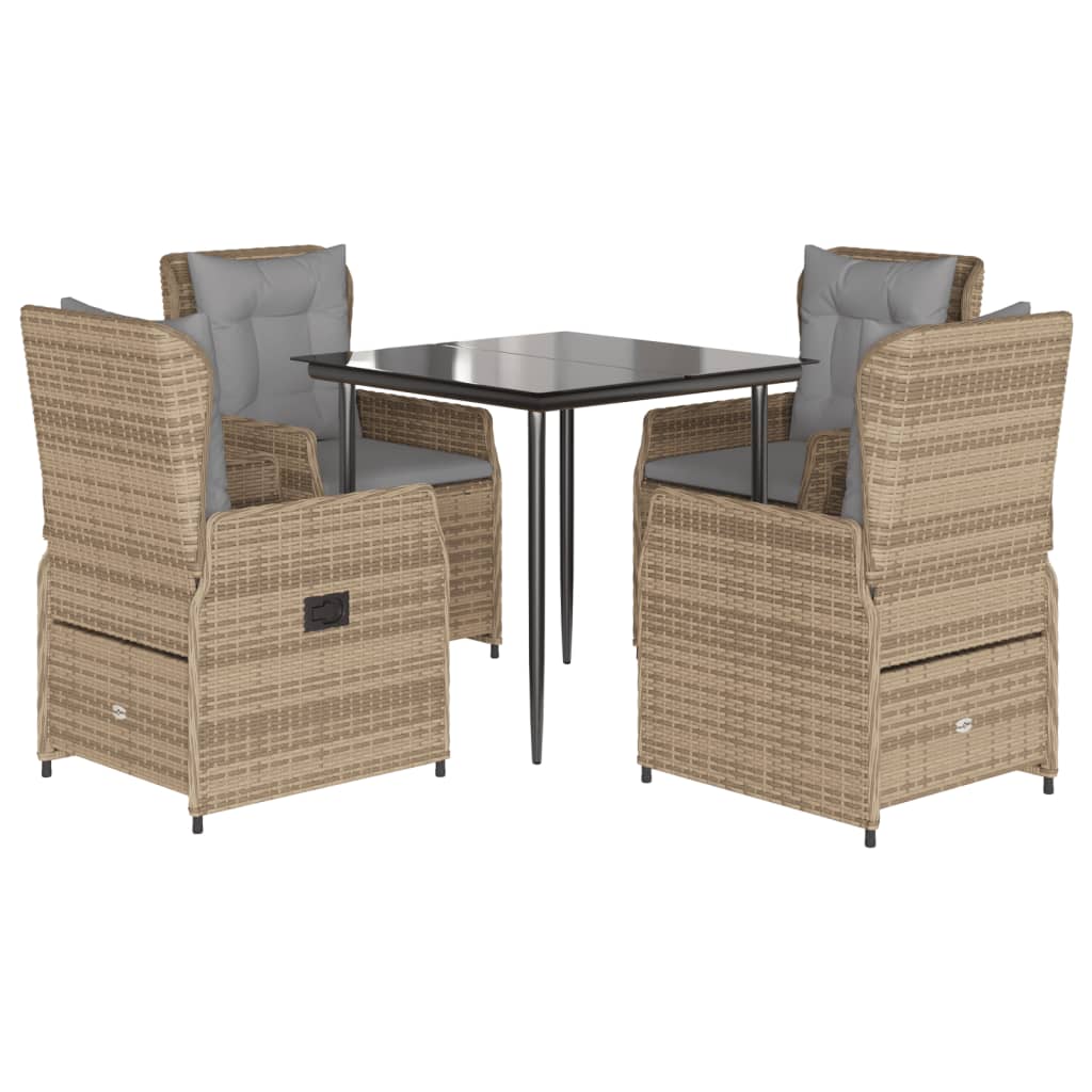 Set da Pranzo da Giardino 5 pz con Cuscini Beige in Polyrattan 3262869