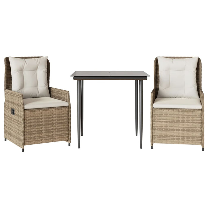 Set da Pranzo da Giardino 3 pz con Cuscini Beige in Polyrattan 3262882