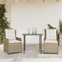 Set da Pranzo da Giardino 3 pz con Cuscini Beige in Polyrattan 3262882