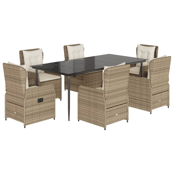 vidaXL Set da Pranzo da Giardino 7 pz con Cuscini Beige in Polyrattan