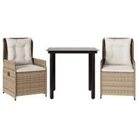 Set da Pranzo da Giardino 3 pz con Cuscini Beige in Polyrattan 3262889