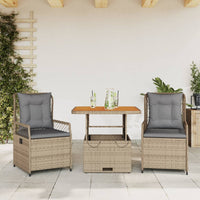Set da Pranzo da Giardino 3 pz con Cuscini Beige in Polyrattan 3262916