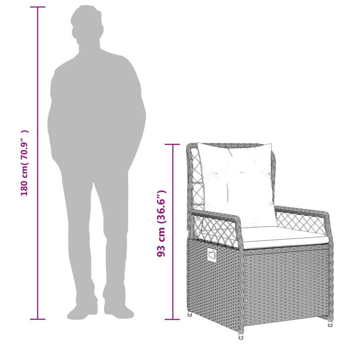 Set da Pranzo da Giardino 7 pz Cuscini Polyrattan Grigio Chiaro 3262940