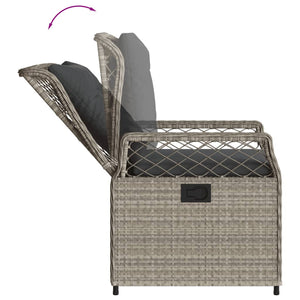 Set Pranzo da Giardino 9pz con Cuscini Grigio Chiaro Polyrattan 3262941