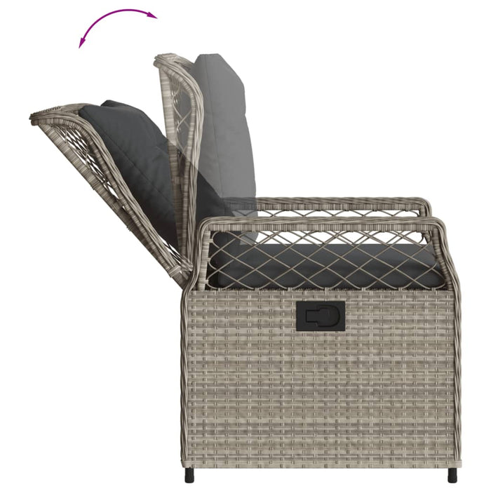Set Pranzo da Giardino 9pz con Cuscini Grigio Chiaro Polyrattan 3262941