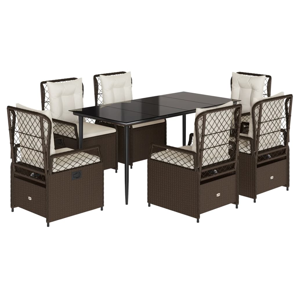 Set da Pranzo da Giardino 7pz con Cuscini in Polyrattan Marrone 3262975