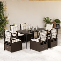 Set da Pranzo da Giardino 7pz con Cuscini in Polyrattan Marrone 3262975