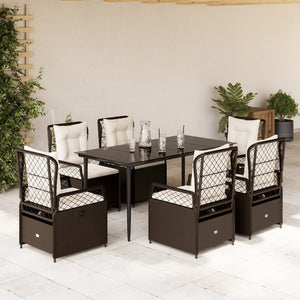 Set da Pranzo da Giardino 7pz con Cuscini in Polyrattan Marrone 3262975