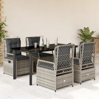 Set da Pranzo da Giardino 5 pz con Cuscini in Polyrattan Grigio 3262995