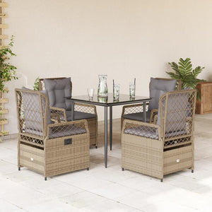 Set da Pranzo da Giardino 5 pz con Cuscini Beige in Polyrattan 3263000