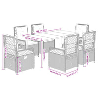 Set da Pranzo da Giardino 7 pz con Cuscini Beige in Polyrattan 3263003