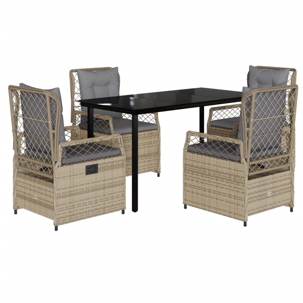 Set da Pranzo da Giardino 5 pz con Cuscini Beige in Polyrattan 3263008