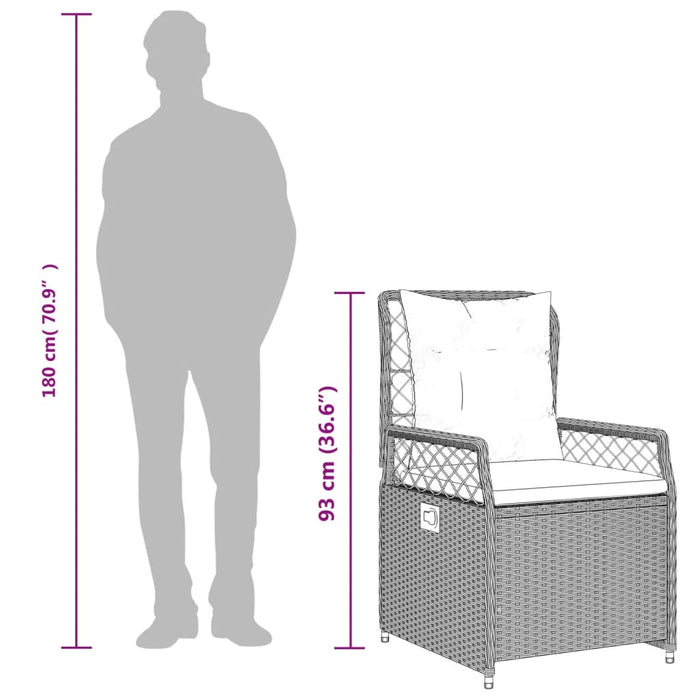 Set da Pranzo da Giardino 5 pz con Cuscini Beige in Polyrattan 3263008