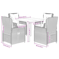 Set da Pranzo da Giardino 5 pz con Cuscini Beige in Polyrattan 3263021
