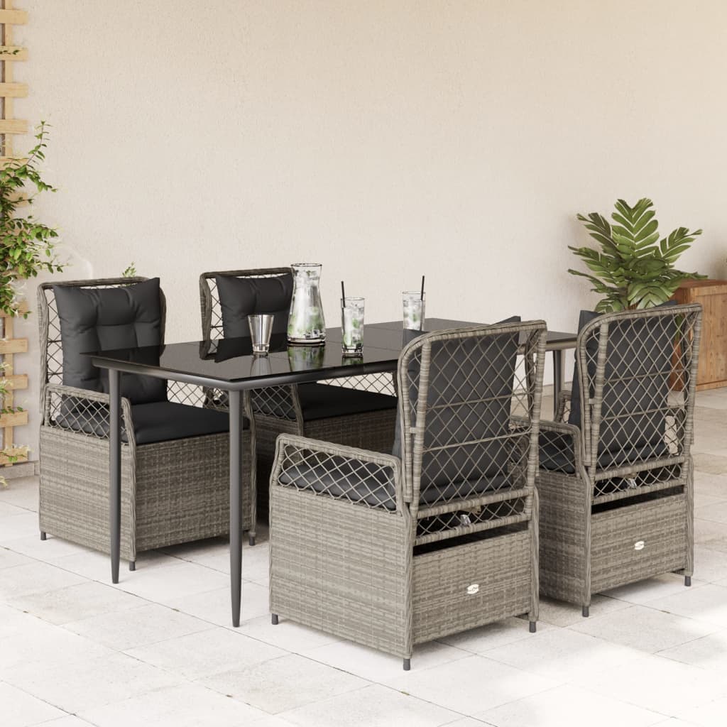 Set Pranzo da Giardino 5pz con Cuscini Grigio Chiaro Polyrattancod mxl 117170