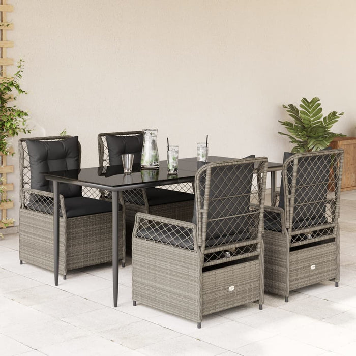 Set Pranzo da Giardino 5pz con Cuscini Grigio Chiaro Polyrattancod mxl 117170