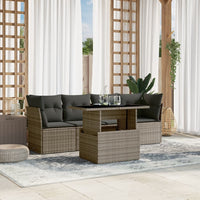 Set Divano da Giardino 5 pz con Cuscini-Sofa da Giardino-Divanetto da esterno Grigio in Polyrattan 700673