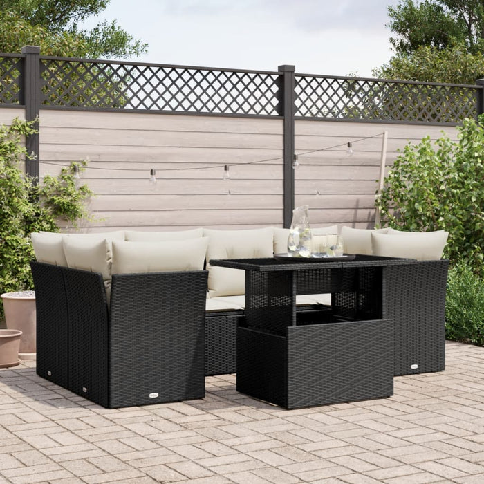 Set Divani da Giardino con Cuscini 7pz Nero Polyrattan 3266376