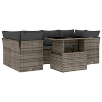 Set Divani da Giardino 7 pz con Cuscini Grigio in Polyrattan 3266380
