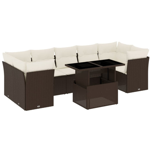 vidaXL Set Divani da Giardino 8 pz con Cuscini Marrone in Polyrattan