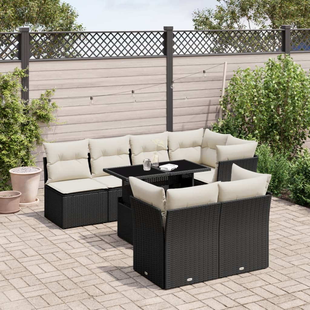 Set Divani da Giardino con Cuscini 8 pz Nero in Polyrattan 3266406