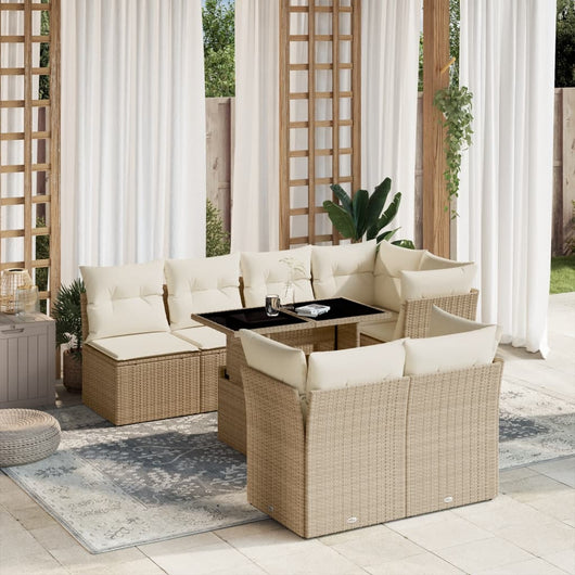 vidaXL Set Divano da Giardino 8 pz con Cuscini Beige in Polyrattan
