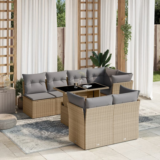 vidaXL Set Divano da Giardino 8 pz con Cuscini Beige in Polyrattan