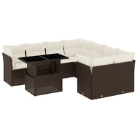 Set Divani da Giardino 9pz con Cuscini Marrone in Polyrattan 3266433