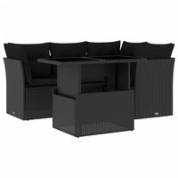 Set Divani da Giardino 5 pz con Cuscini in Polyrattan Nero 3266555