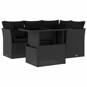 Set Divani da Giardino 5 pz con Cuscini in Polyrattan Nero 3266555
