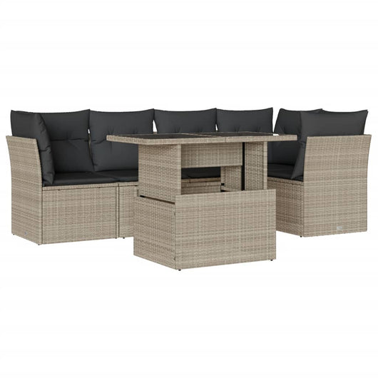 vidaXL Set Divano da Giardino 6pz con Cuscini Grigio Chiaro Polyrattan