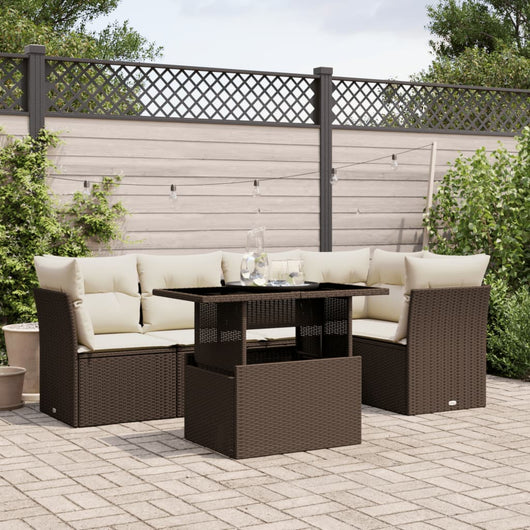 vidaXL Set Divano da Giardino 6 pz con Cuscini Marrone in Polyrattan