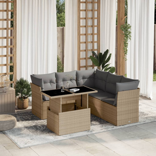 vidaXL Set Divano da Giardino 6 pz con Cuscini Beige in Polyrattan