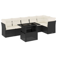 Set Divani da Giardino con Cuscini 7pz Nero Polyrattan