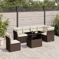 Set Divani da Giardino 7 pz con Cuscini Marrone in Polyrattan 3266623