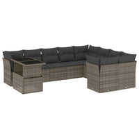 Set Divano da Giardino 10 pz con Cuscini Grigio in Polyrattan 3266850