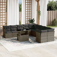 Set Divani da Giardino 11 pz con Cuscini in Polyrattan Grigio 3266880