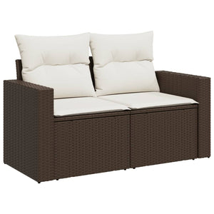 Set Divano da Giardino 5 pz con Cuscini-Sofa da Giardino-Divanetto da esterno Marrone in Polyrattan 980004