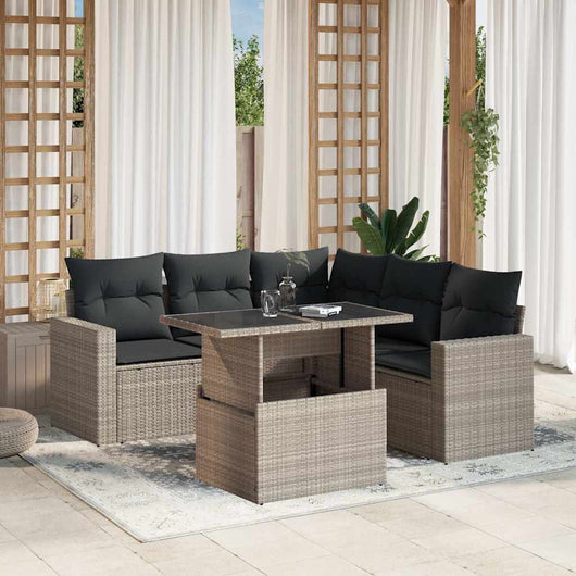 vidaXL Set Divano da Giardino 6pz con Cuscini Grigio Chiaro Polyrattan