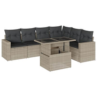vidaXL Set Divani da Giardino 7pz con Cuscini Grigio Chiaro Polyrattan