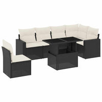 Set Divani da Giardino con Cuscini 7pz Nero Polyrattan 3267306