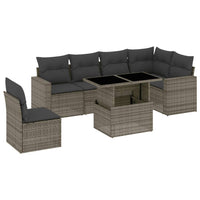 Set Divani da Giardino 7 pz con Cuscini Grigio in Polyrattan 3267310