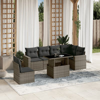 Set Divani da Giardino 7 pz con Cuscini Grigio in Polyrattan 3267310