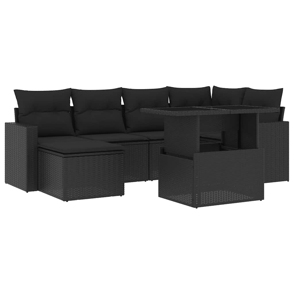 Set Divani da Giardino con Cuscini 7pz Nero Polyrattan 3267415