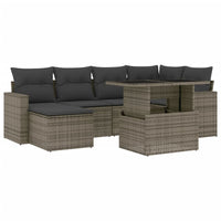 Set Divani da Giardino 7 pz con Cuscini Grigio in Polyrattan