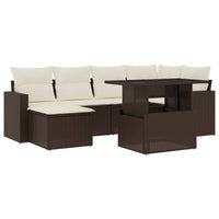 Set Divani da Giardino 7 pz con Cuscini Marrone in Polyrattan 3267423