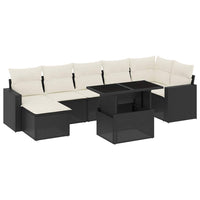 Set Divani da Giardino con Cuscini 8 pz Nero in Polyrattan