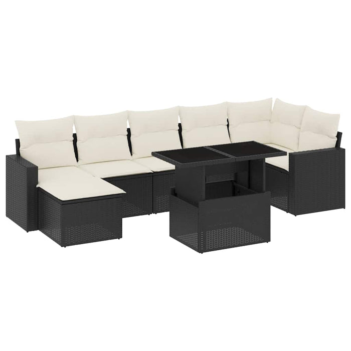 Set Divani da Giardino con Cuscini 8 pz Nero in Polyrattan