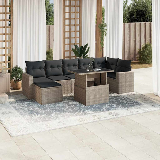 vidaXL Set Divano da Giardino 8pz con Cuscini Grigio Chiaro Polyrattan